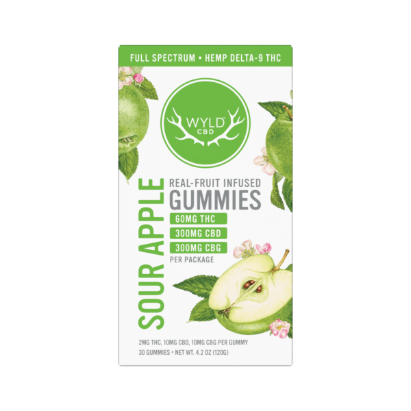 WYLD CBD Sour Apple THC Gummies – 2mg (30 count)